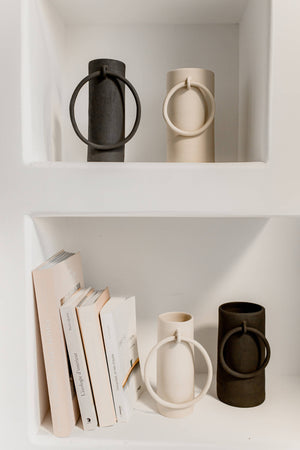Vase en grès Big ring - Crème