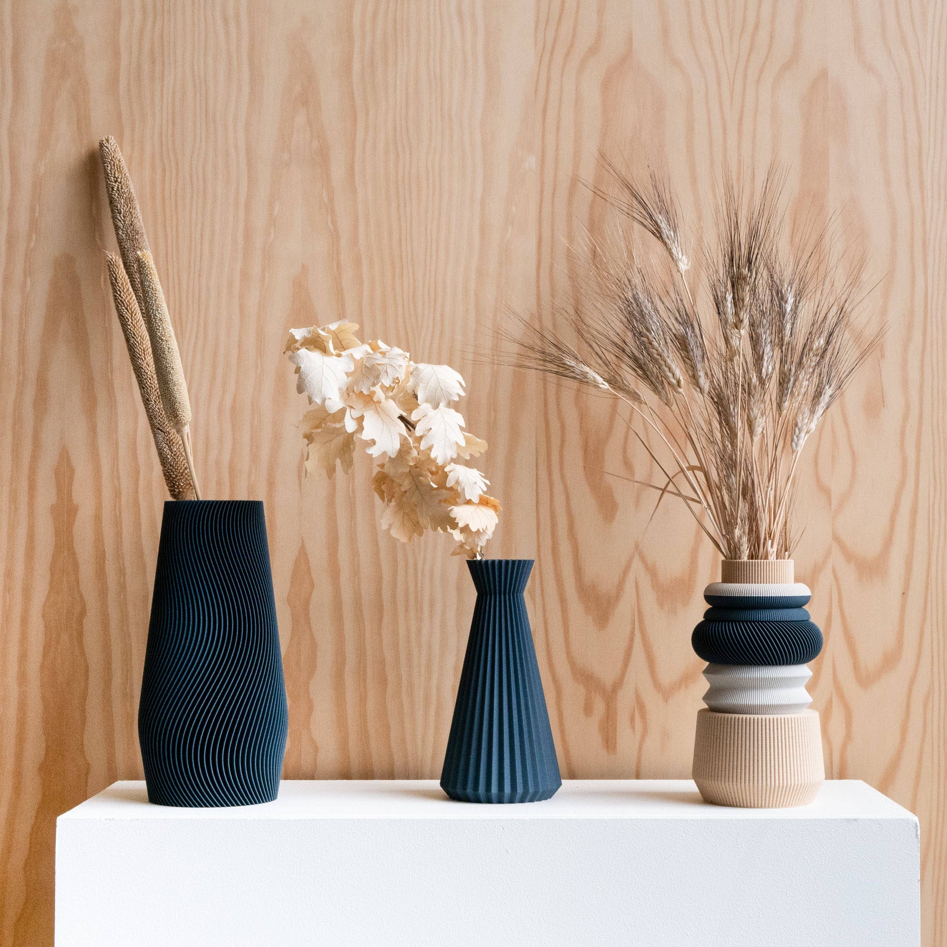 Vase pour fleurs séchées - Ishi (bleu)