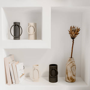 Vase en grès Big ring - Crème