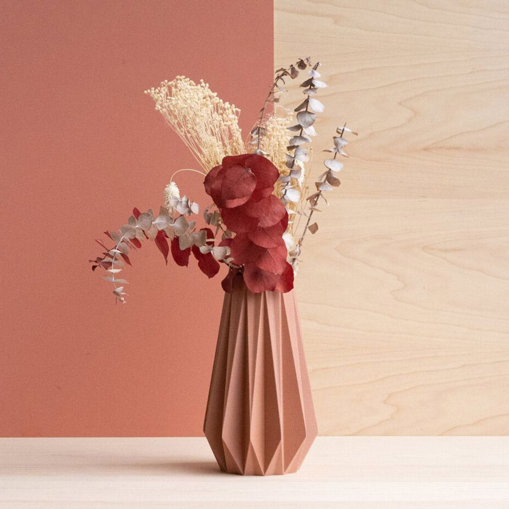 Vase pour fleurs séchées - Origami (terracotta)