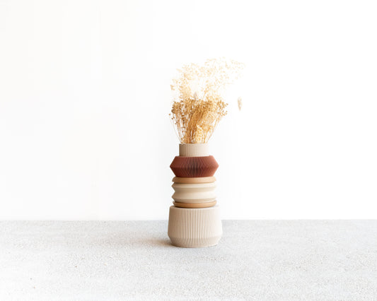 Vase modulaire pour fleurs séchées - Austin (crème et terracotta)
