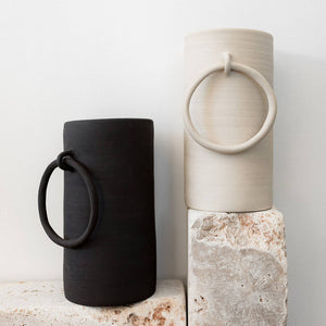Vase en grès Big ring - Crème
